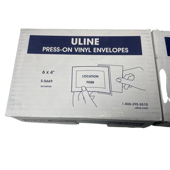 50 Clear 6x4" Vinyl Adhesive Pockets – Uline Label Sleeves, Press-On, New - Picture 4 of 6